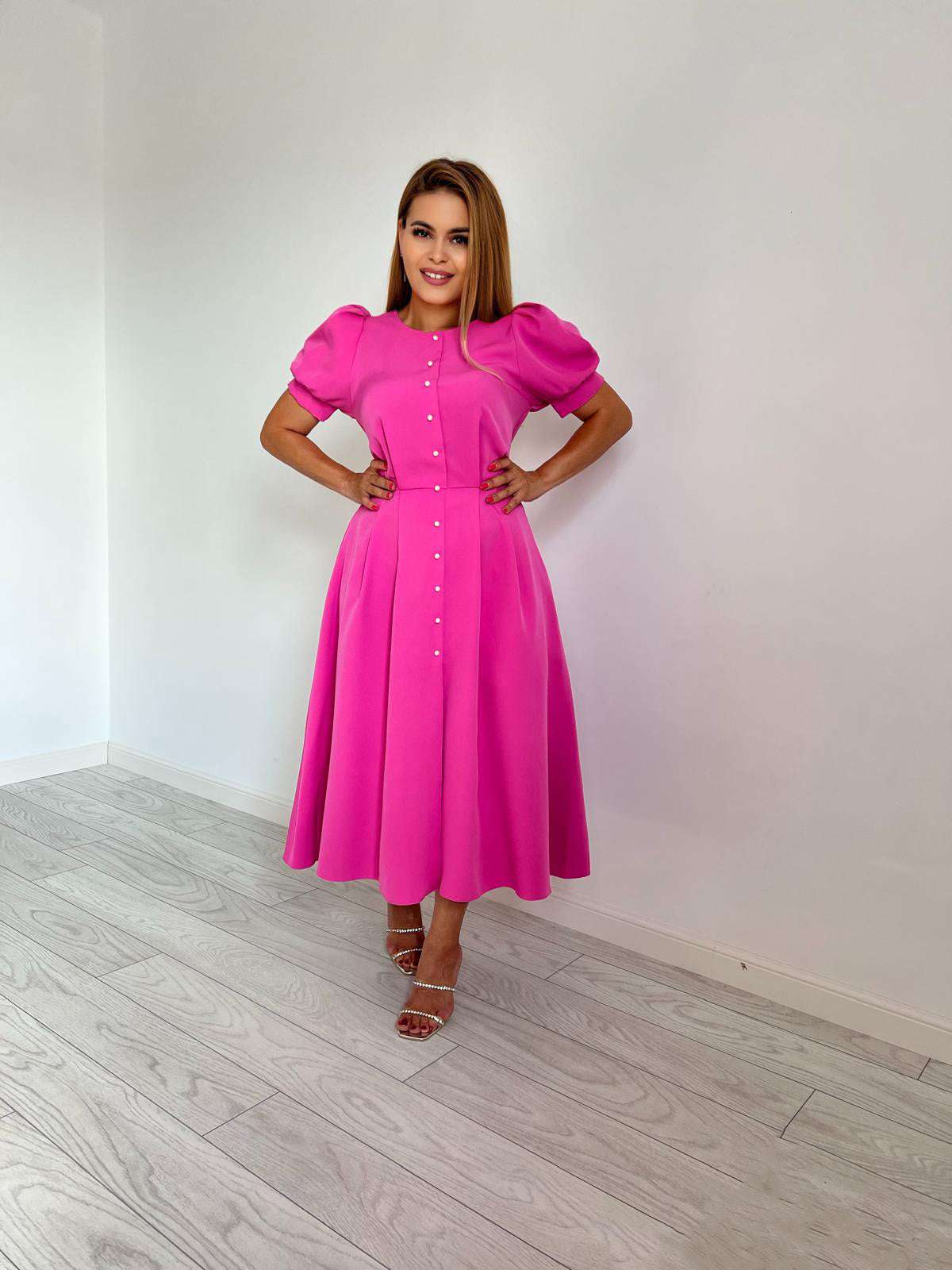 Rochie eleganta ocazie nunta botez eveniment lunga sexy roz pink