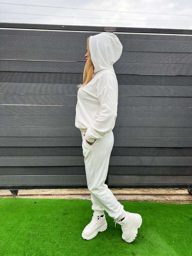 Trening din catifea Moa White Alb