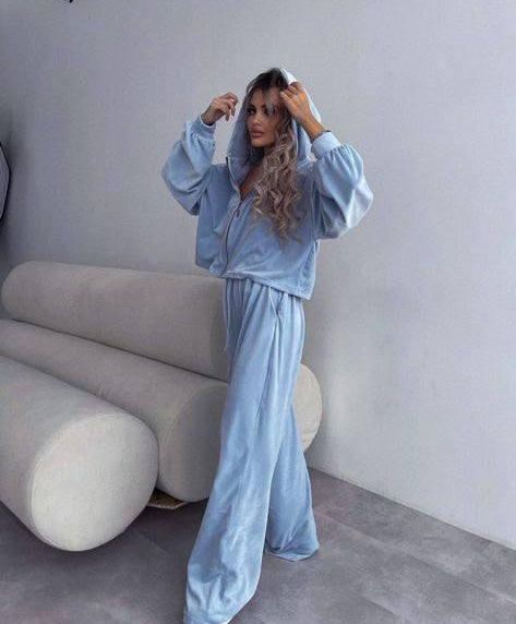 set trening catifea elegant bumbac larg oversize ramona badescu buticul evei neira kim blue aqua bleo