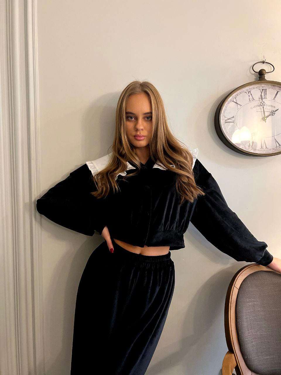 Set catifea trening noelle athea.ro oversize larg elegant negru