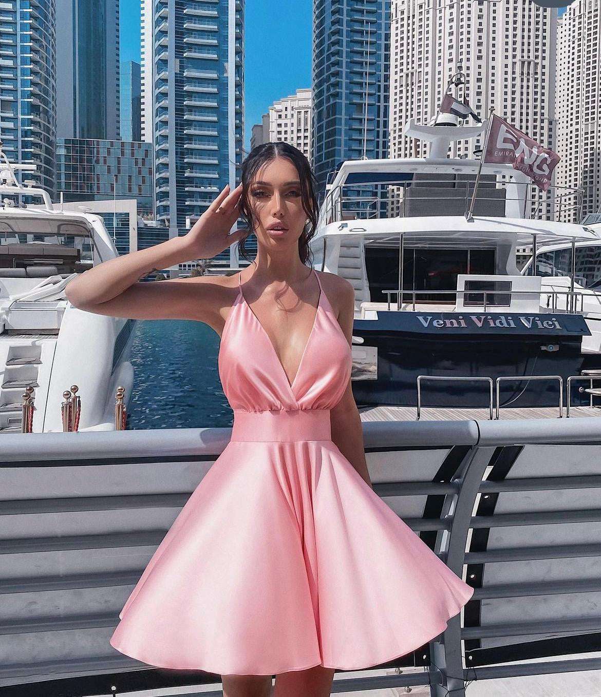 Rochie eleganta sexy scurta club petrecere ocazie eveniment pink roz