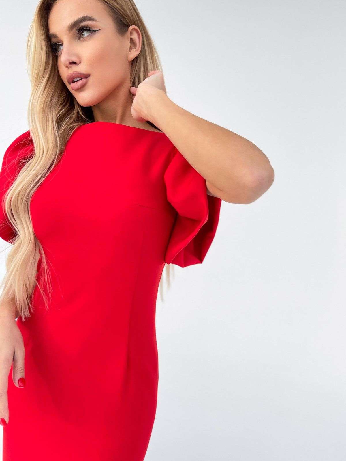 Rochie Alma Red rosie  lunga eleganta de nunta evenimnet ocazie mulata fara maneci sexy