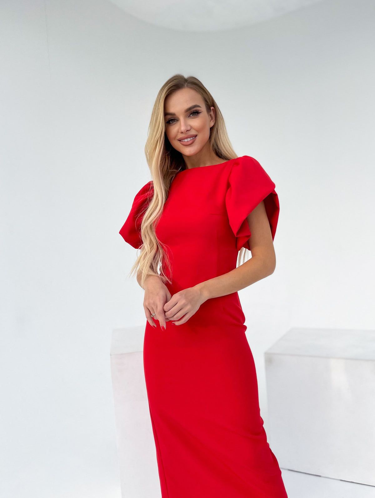 Rochie Alma Red rosie  lunga eleganta de nunta evenimnet ocazie mulata fara maneci sexy