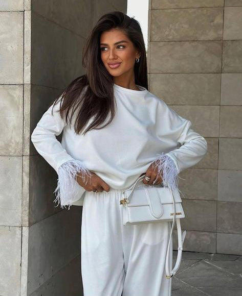 Trening Feather cu pene White