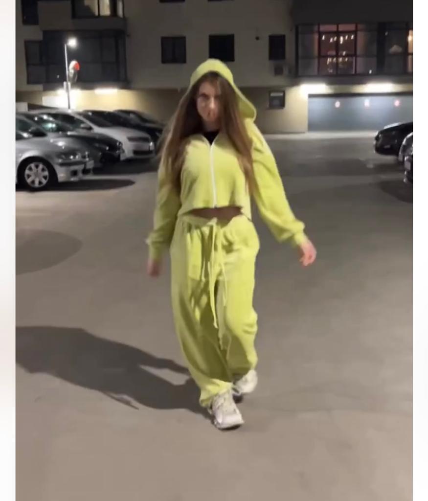 Trening catifea oversize Kim Lime
