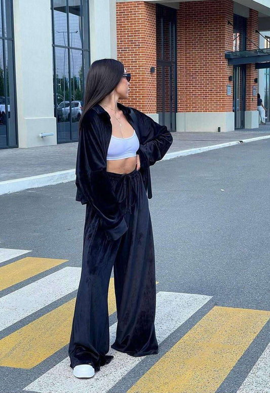 Trening catifea oversize Kim Black