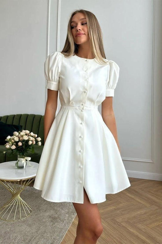 rochie hermosa athea.ro din stofa de vara cu maneca scurta eleganta de eveniment nunta botez cununie ieftina rosie neagra albastru alba domnisoara de onare bleu roz pink