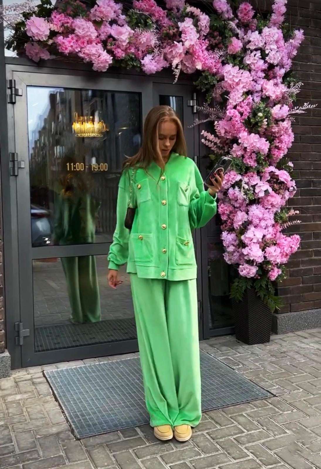 Set catifea trening celine athea.ro oversize larg elegant verde green