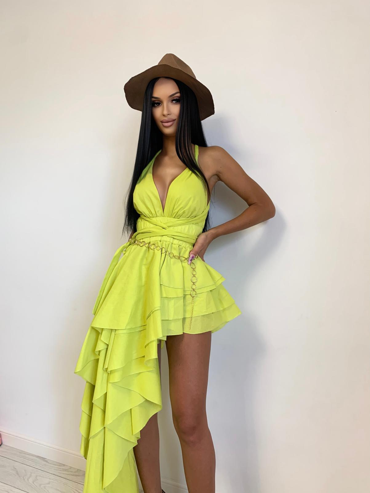 Rochie eleganta sexy lunga in colt club petrecere ocazie eveniment galbena