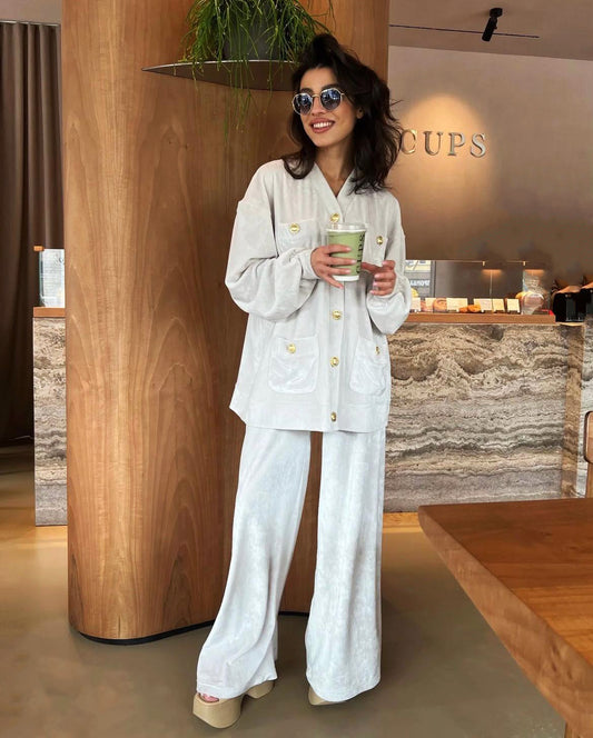 set trening catifea elegant bumbac larg oversize ramona badescu buticul evei