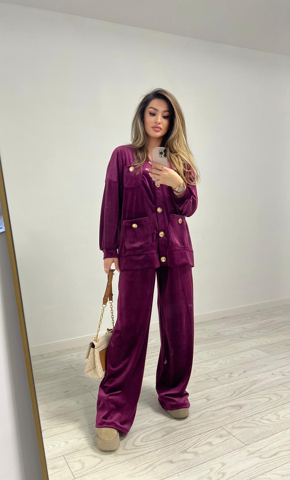 Set catifea trening oversize larg elegant ramona badescu 