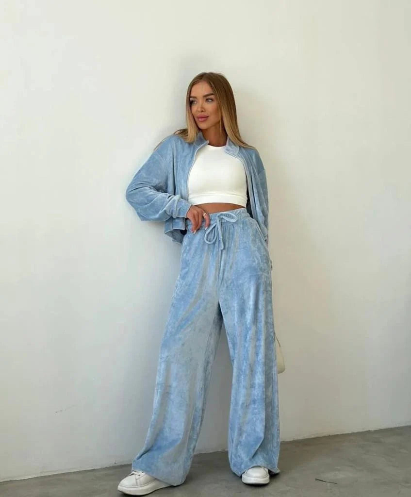 Trening catifea Neira Sky larg elegant cu fermoar set athea